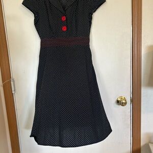 Ruby Rox Pinup rockabilly Black and White Polka Dot Dress Size 5